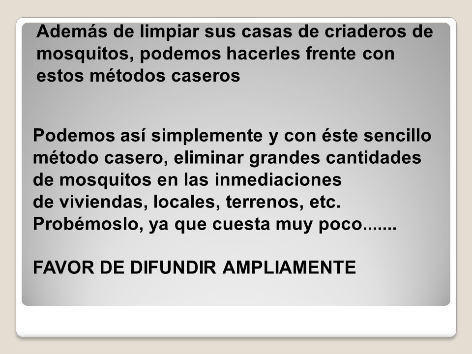 Además de limpiar sus casas de criaderos de mosquitos, podemos hacerles frente con estos métodos caseros