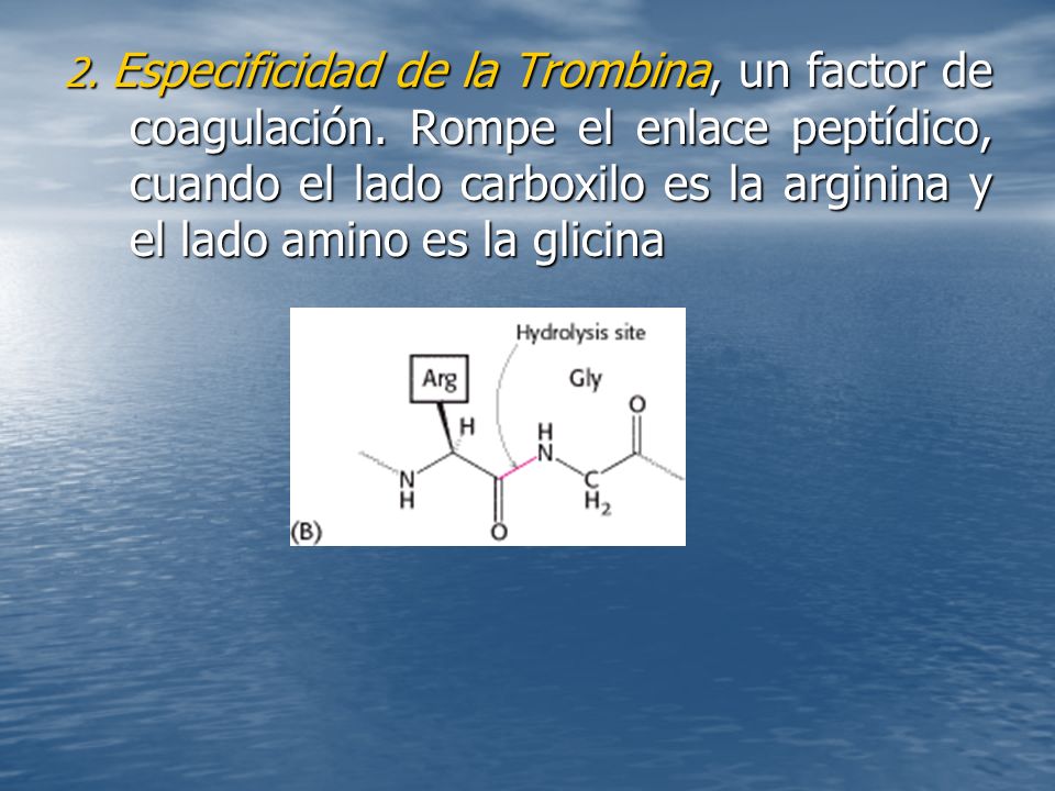 2. Especificidad de la Trombina, un factor de coagulación