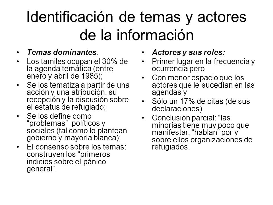 Identificación de temas y actores de la información