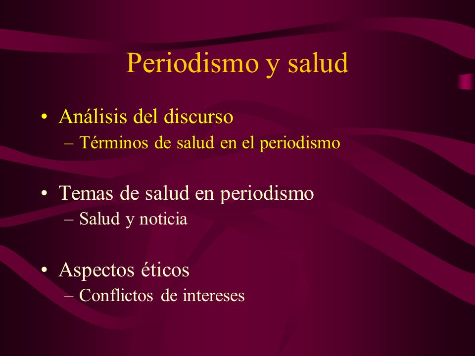Periodismo y salud Análisis del discurso Temas de salud en periodismo