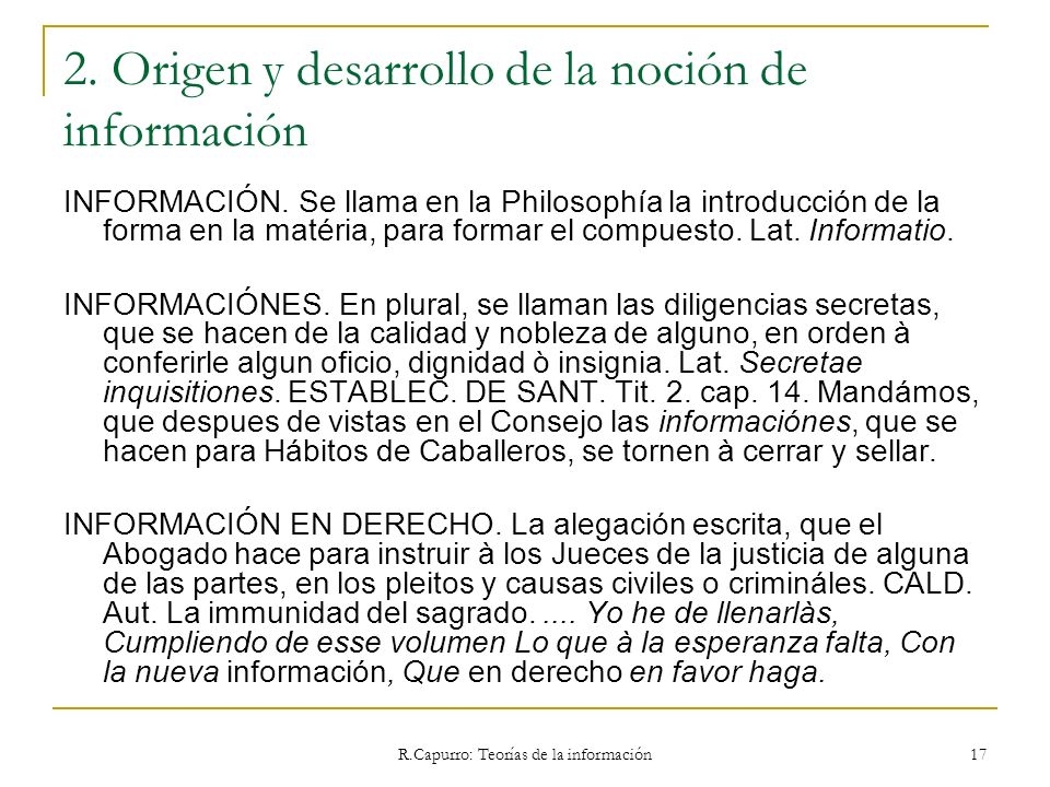 2. Origen y desarrollo de la noción de información