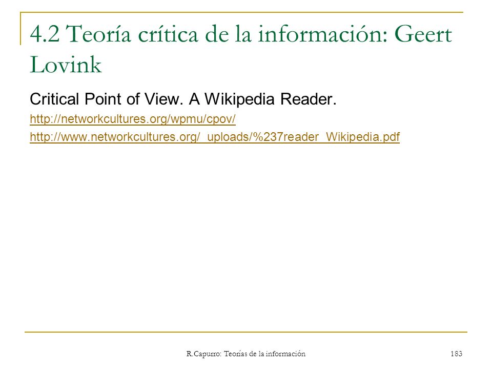 4.2 Teoría crítica de la información: Geert Lovink