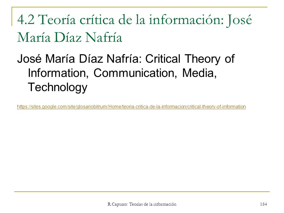 4.2 Teoría crítica de la información: José María Díaz Nafría