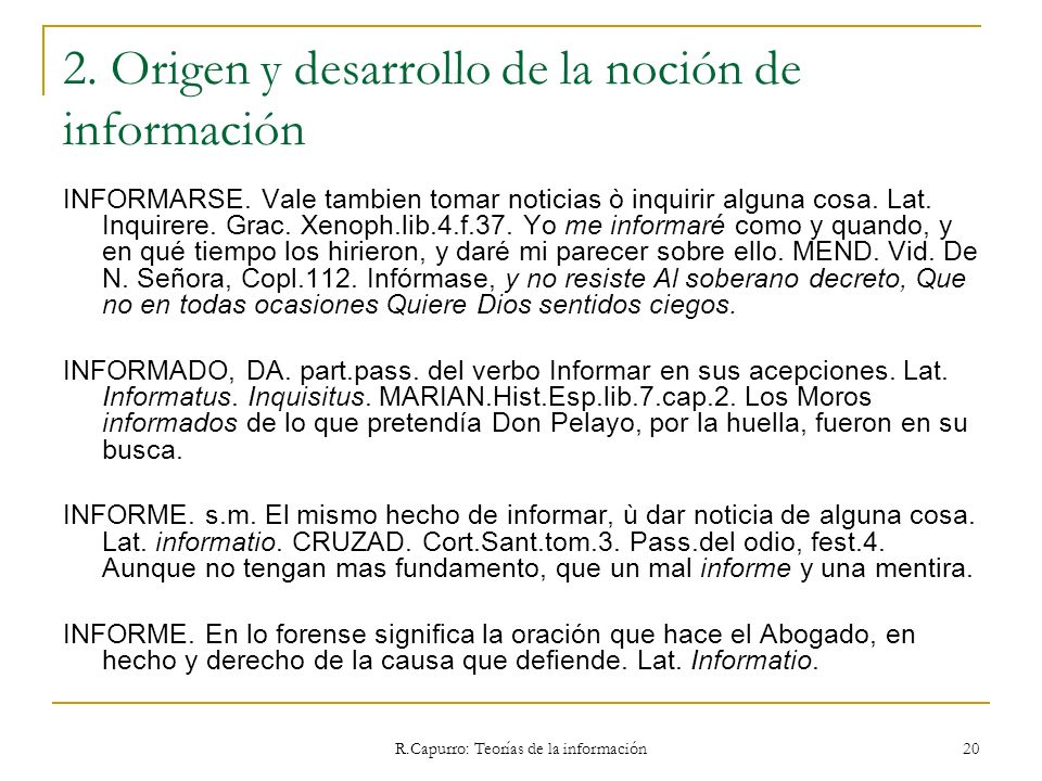 2. Origen y desarrollo de la noción de información