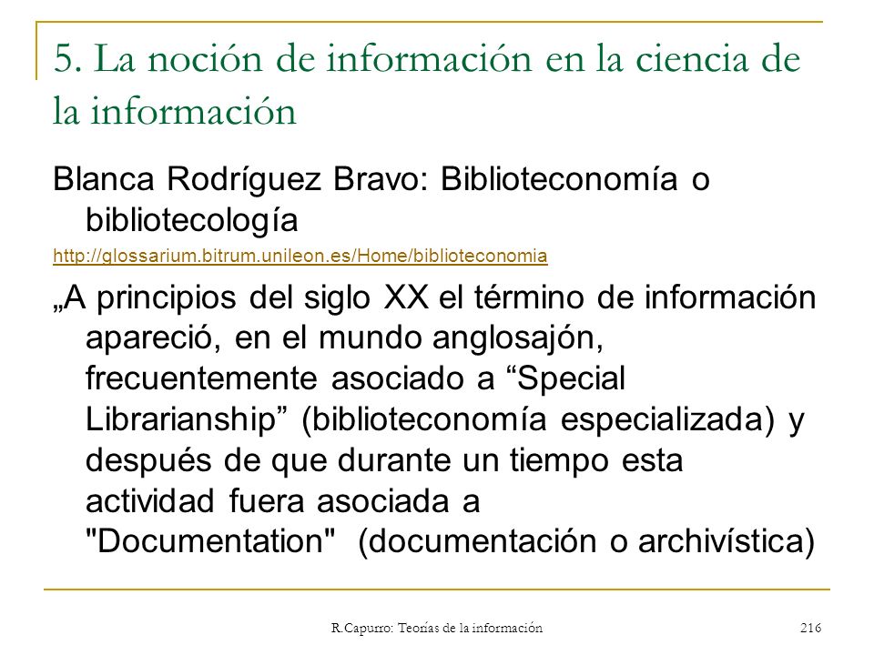 5. La noción de información en la ciencia de la información