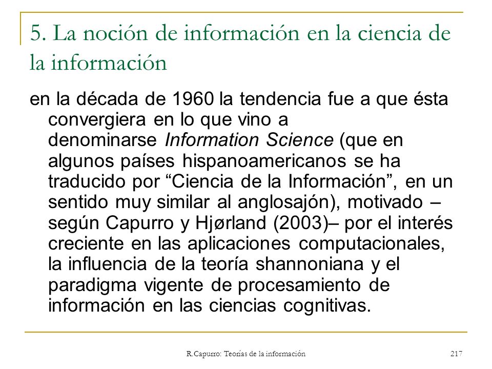 5. La noción de información en la ciencia de la información