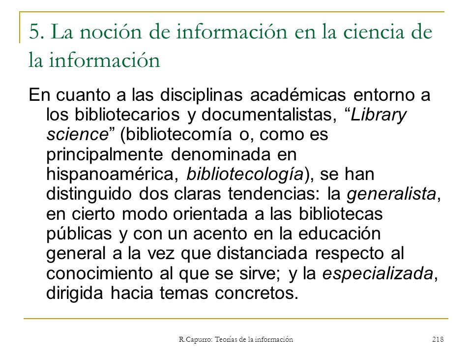 5. La noción de información en la ciencia de la información