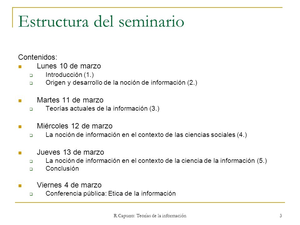 Estructura del seminario