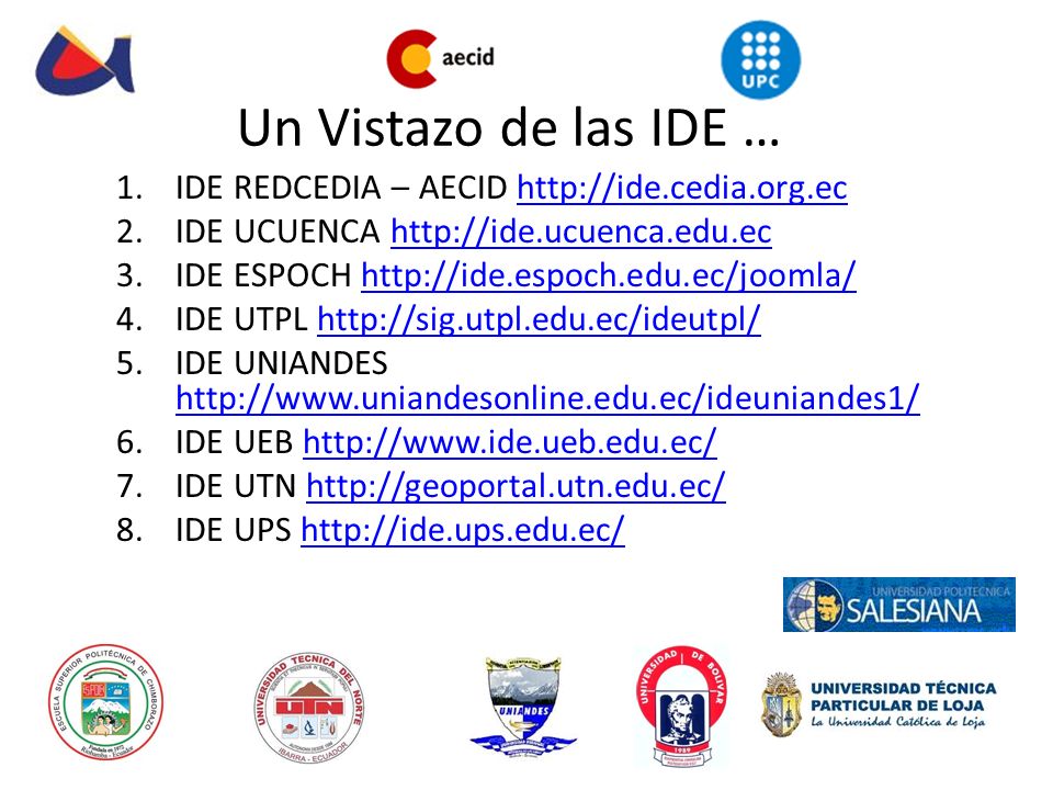 Un Vistazo de las IDE … IDE REDCEDIA – AECID