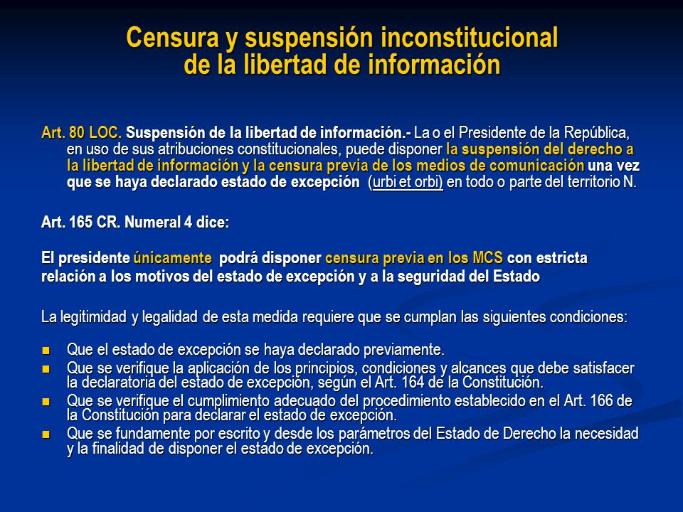 Censura y suspensión inconstitucional de la libertad de información
