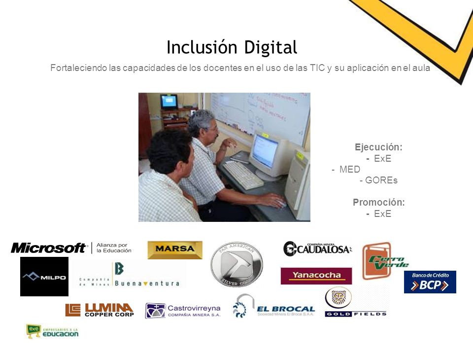 Inclusión Digital Fortaleciendo las capacidades de los docentes en el uso de las TIC y su aplicación en el aula.