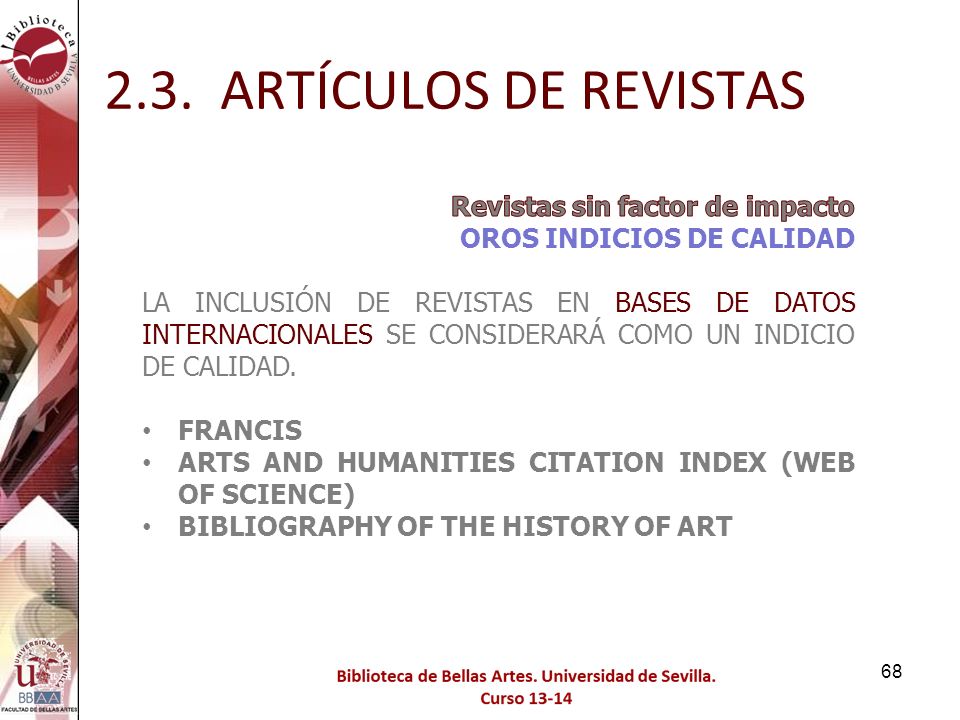 2.3. ARTÍCULOS DE REVISTAS Revistas sin factor de impacto