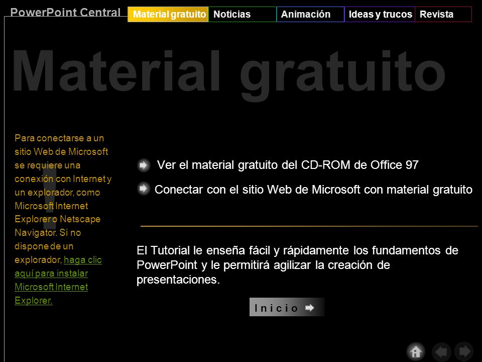 ! Material gratuito Ver el material gratuito del CD-ROM de Office 97