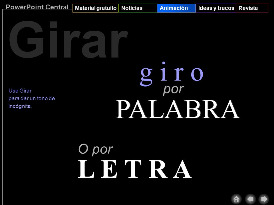 Girar g i r o g i r o PALABRA PALABRA L E T R A L E T R A por por