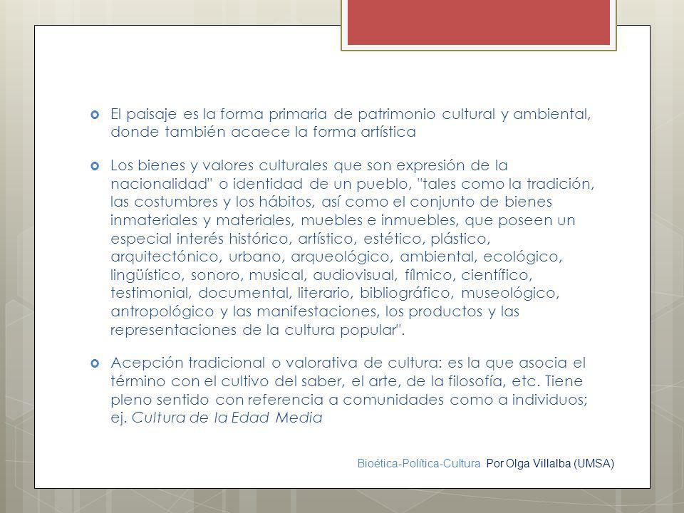 El paisaje es la forma primaria de patrimonio cultural y ambiental, donde también acaece la forma artística