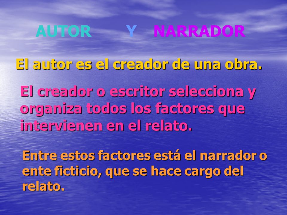 AUTOR Y NARRADOR El autor es el creador de una obra.