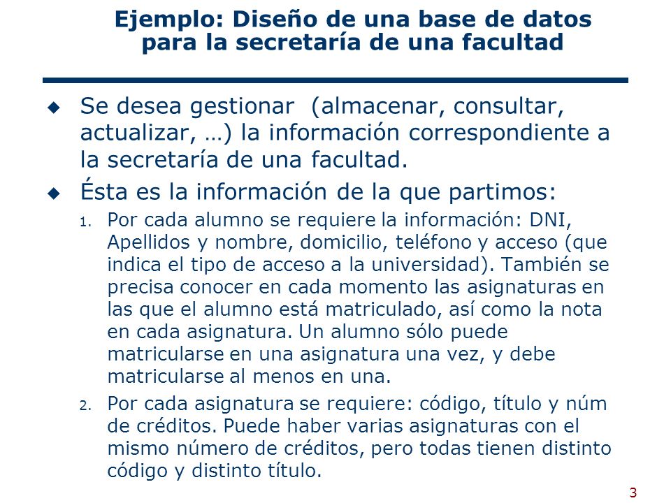 Ésta es la información de la que partimos: