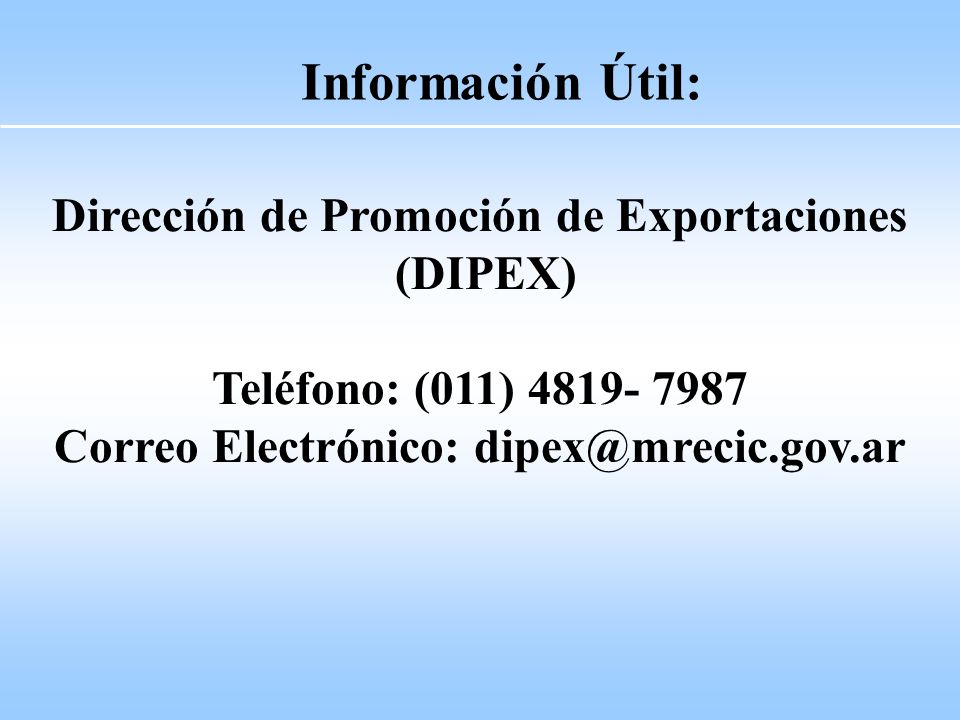 Información Útil: Dirección de Promoción de Exportaciones (DIPEX)