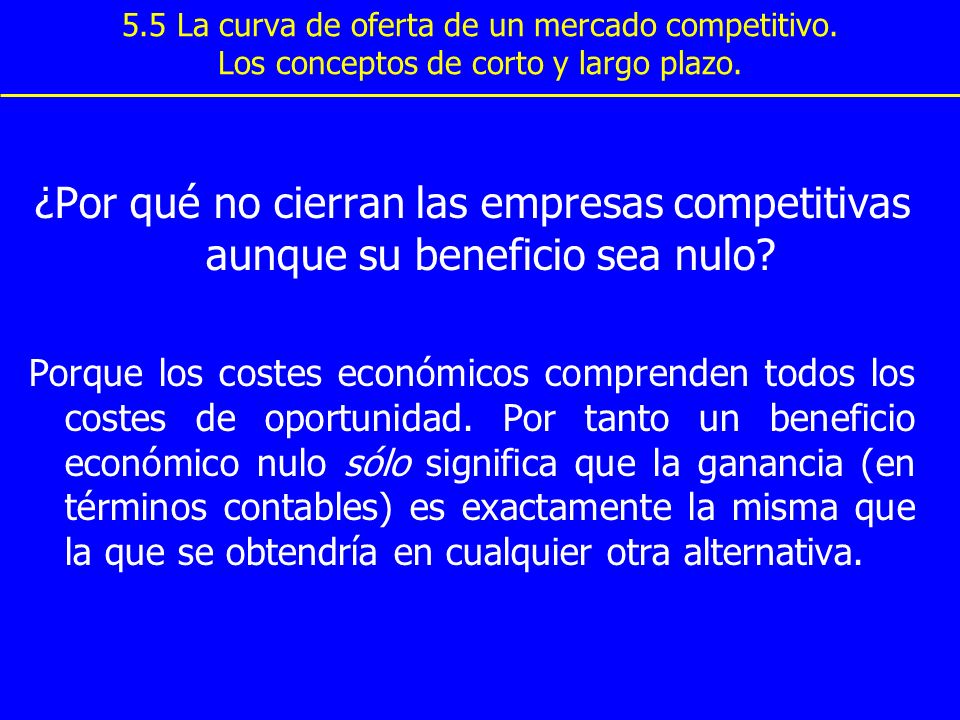 5. 5 La curva de oferta de un mercado competitivo
