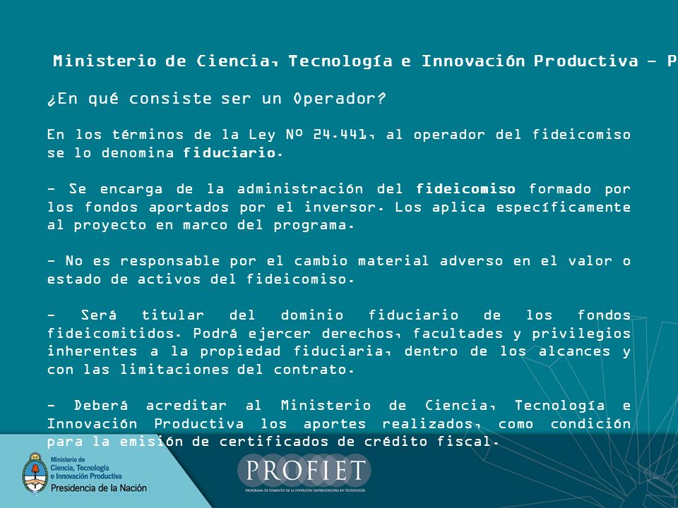 Ministerio de Ciencia, Tecnología e Innovación Productiva - PROFIET
