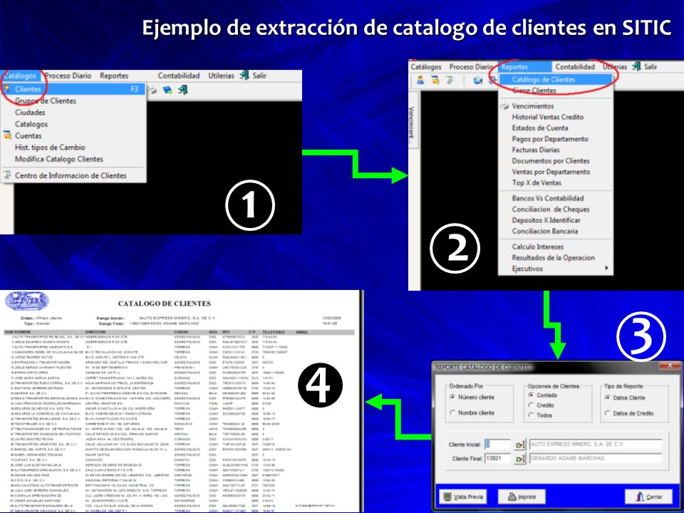 Ejemplo de extracción de catalogo de clientes en SITIC