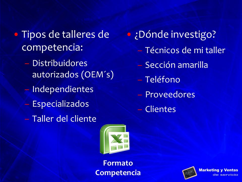 Tipos de talleres de competencia: ¿Dónde investigo