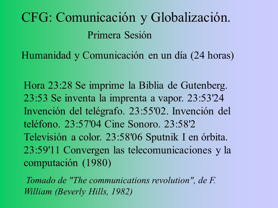 CFG: Comunicación y Globalización. Primera Sesión