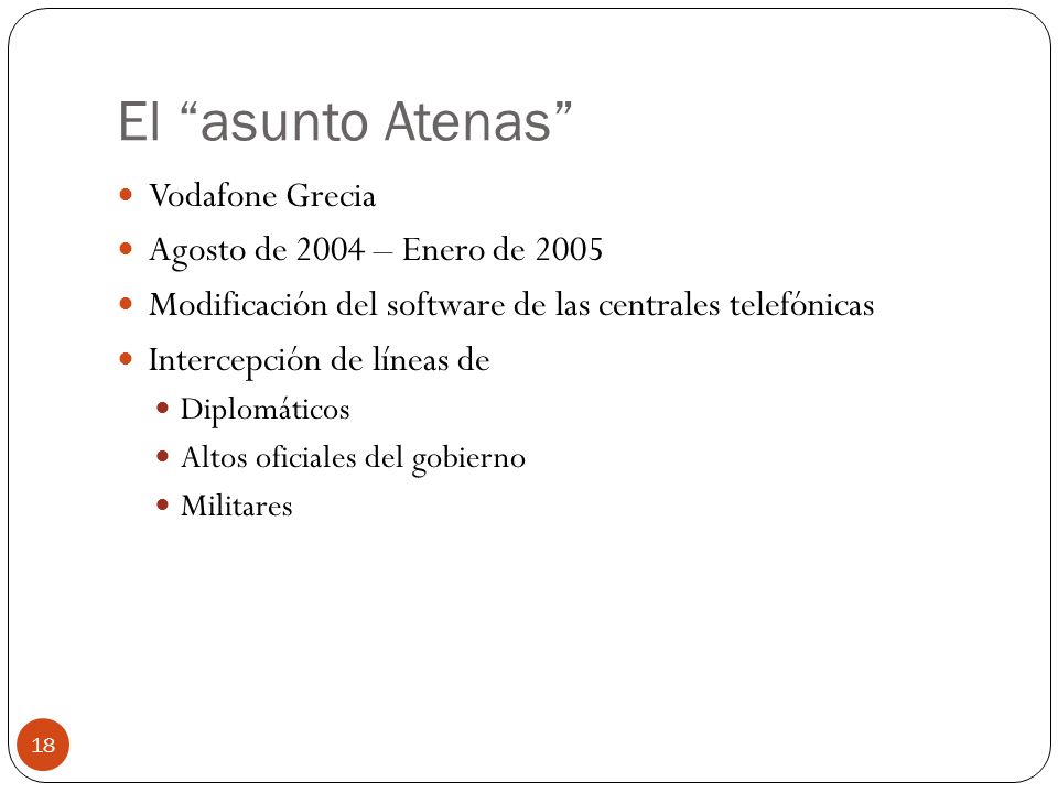 El asunto Atenas Vodafone Grecia Agosto de 2004 – Enero de 2005