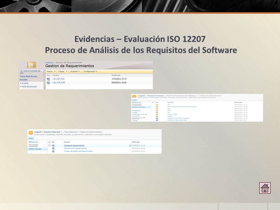 Evidencias – Evaluación ISO Proceso de Análisis de los Requisitos del Software
