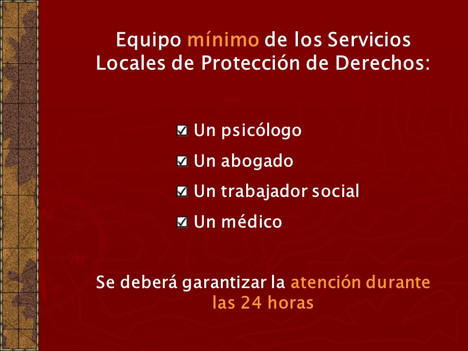 Equipo mínimo de los Servicios Locales de Protección de Derechos: