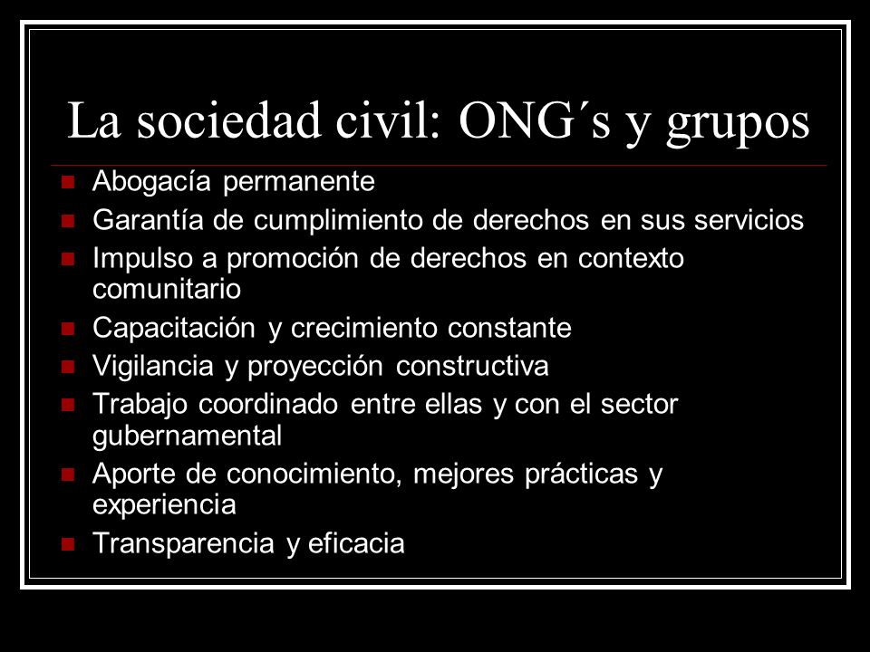 La sociedad civil: ONG´s y grupos