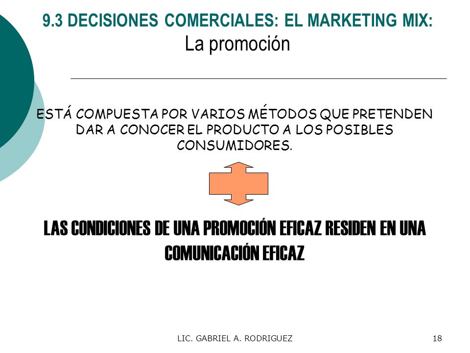 9.3 DECISIONES COMERCIALES: EL MARKETING MIX: