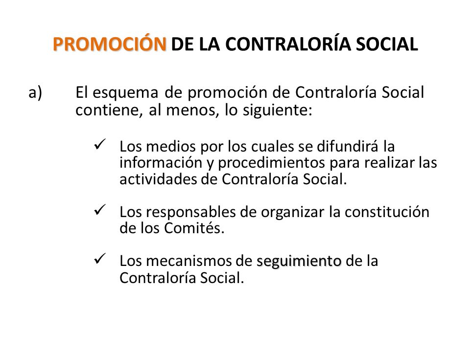 PROMOCIÓN DE LA CONTRALORÍA SOCIAL