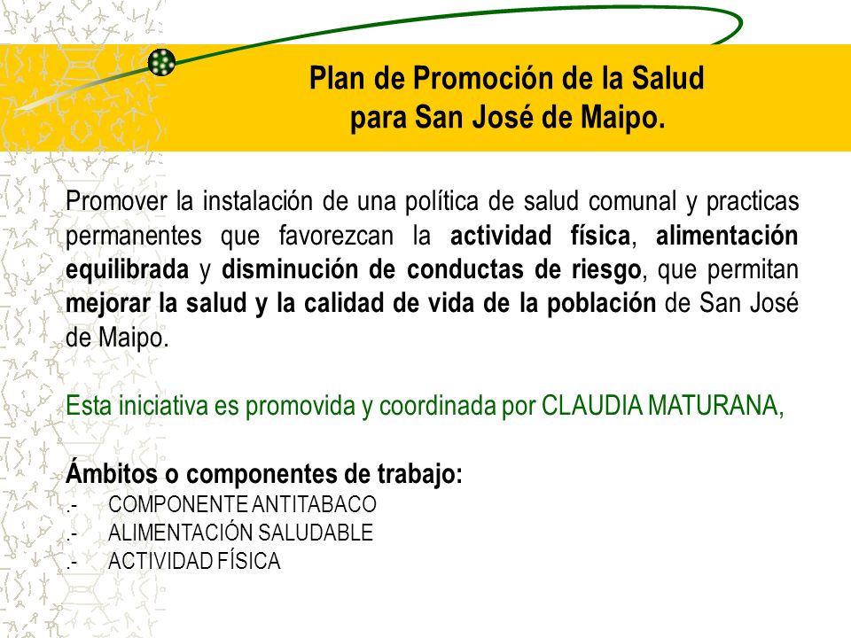 Plan de Promoción de la Salud para San José de Maipo.