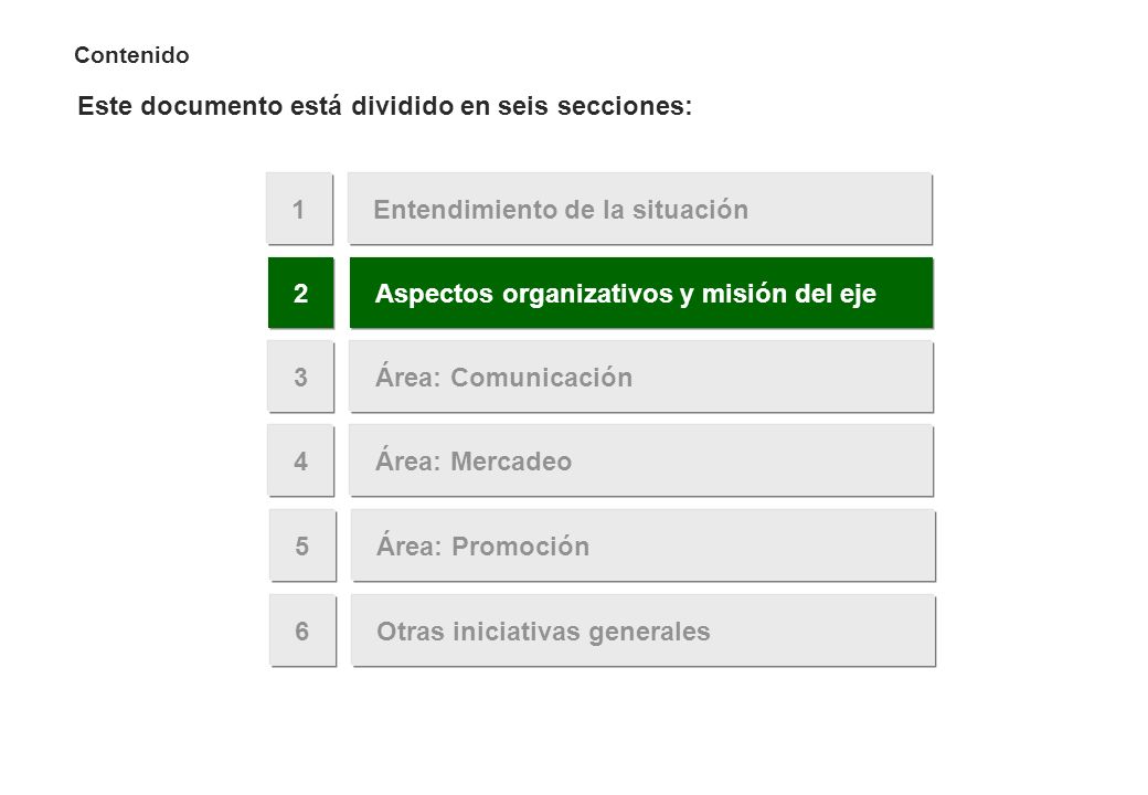 2 Misión del eje. El eje de comunicación, mercadeo y promoción considera algunos lineamientos estratégicos generales…