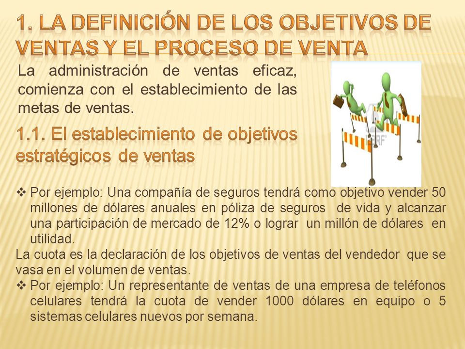 1. LA DEFINICIÓN DE LOS OBJETIVOS DE VENTAS Y EL PROCESO DE VENTA