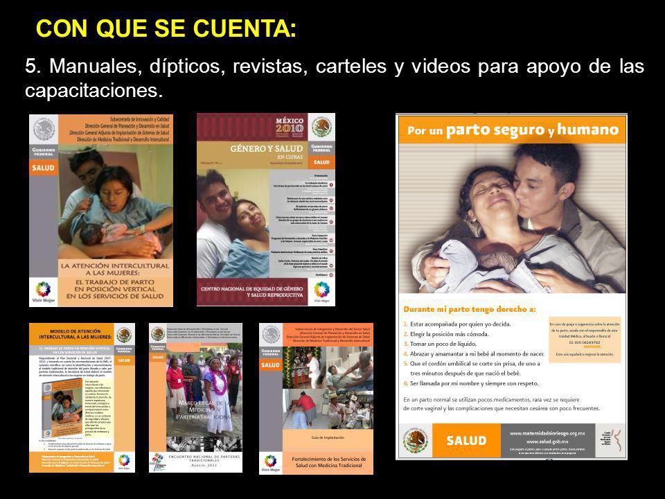 jgj popop. 5. Manuales, dípticos, revistas, carteles y videos para apoyo de las capacitaciones.