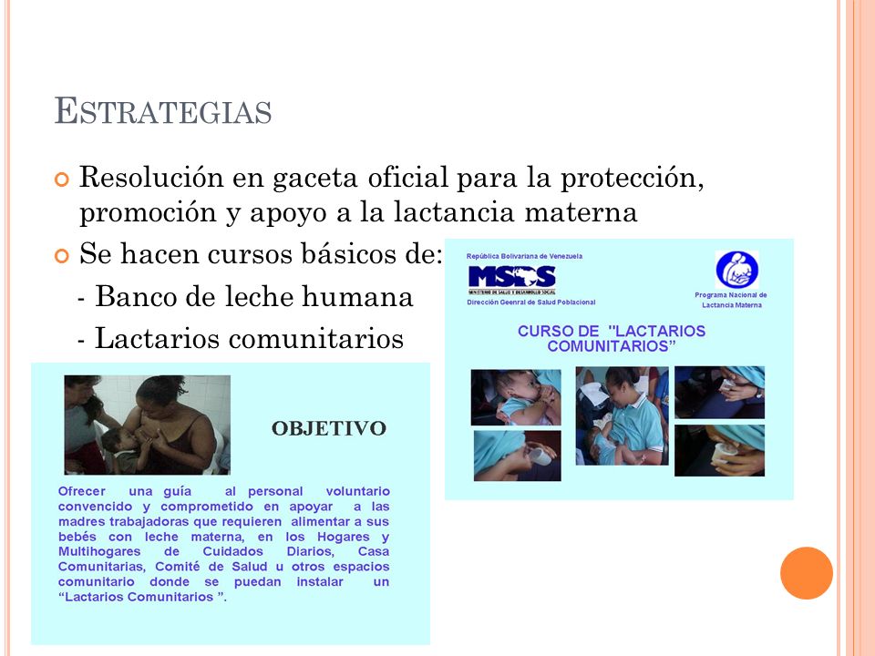 Estrategias Resolución en gaceta oficial para la protección, promoción y apoyo a la lactancia materna.