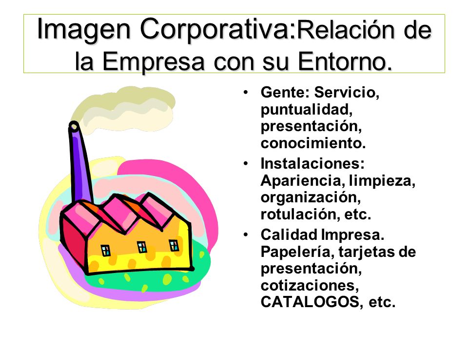 Imagen Corporativa:Relación de la Empresa con su Entorno.