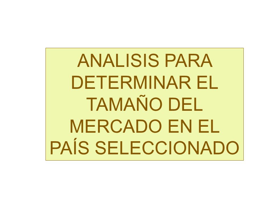 ANALISIS PARA DETERMINAR EL TAMAÑO DEL MERCADO EN EL PAÍS SELECCIONADO