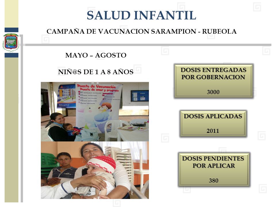 SALUD INFANTIL CAMPAÑA DE VACUNACION SARAMPION - RUBEOLA MAYO – AGOSTO