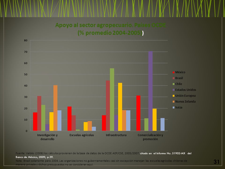 Fuente: Valdés (2008) los cálculos provienen de la base de datos de la OCDE AEP/CSE, 2005/2007, citado en el Informe No.