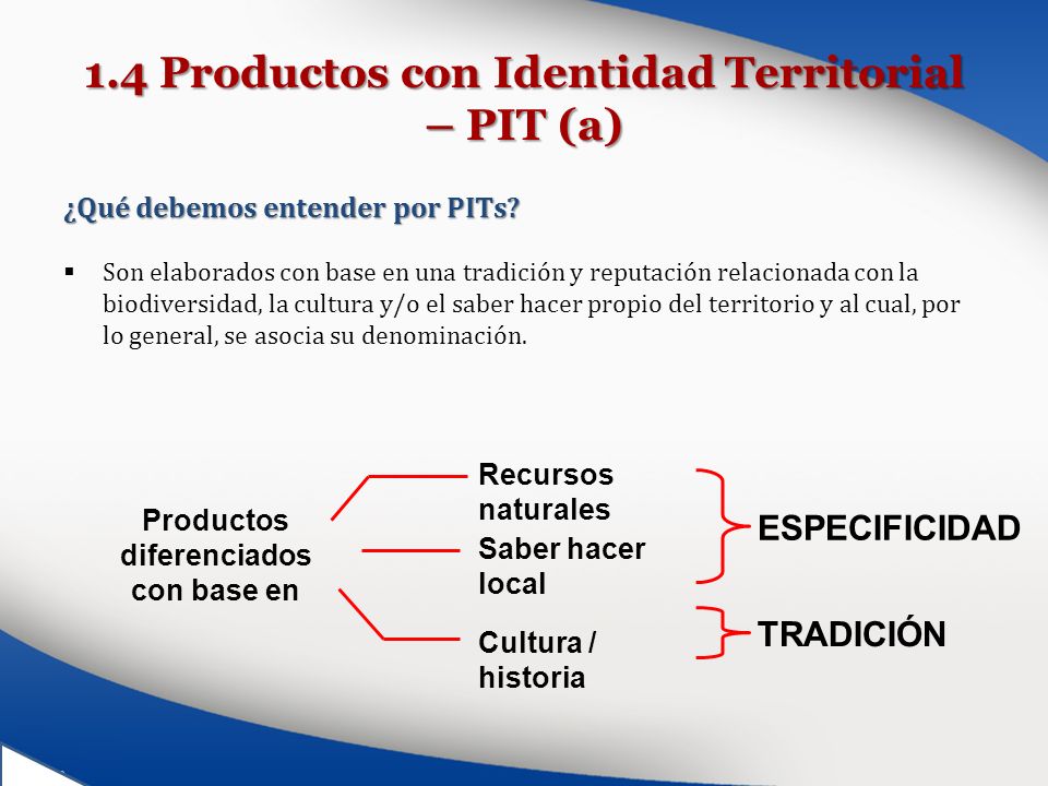 1.4 Productos con Identidad Territorial – PIT (a)