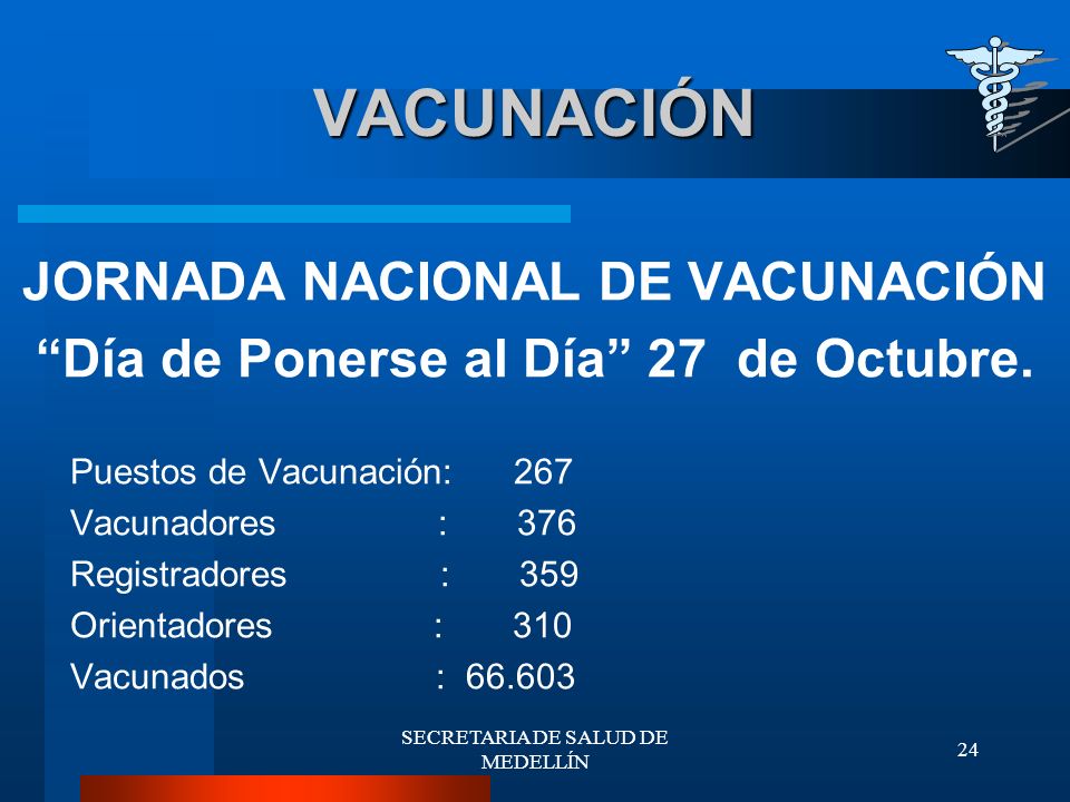 JORNADA NACIONAL DE VACUNACIÓN Día de Ponerse al Día 27 de Octubre.