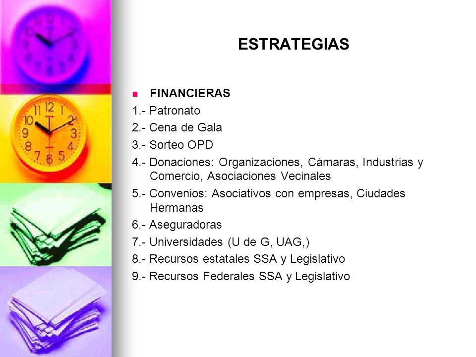 ESTRATEGIAS FINANCIERAS 1.- Patronato 2.- Cena de Gala 3.- Sorteo OPD