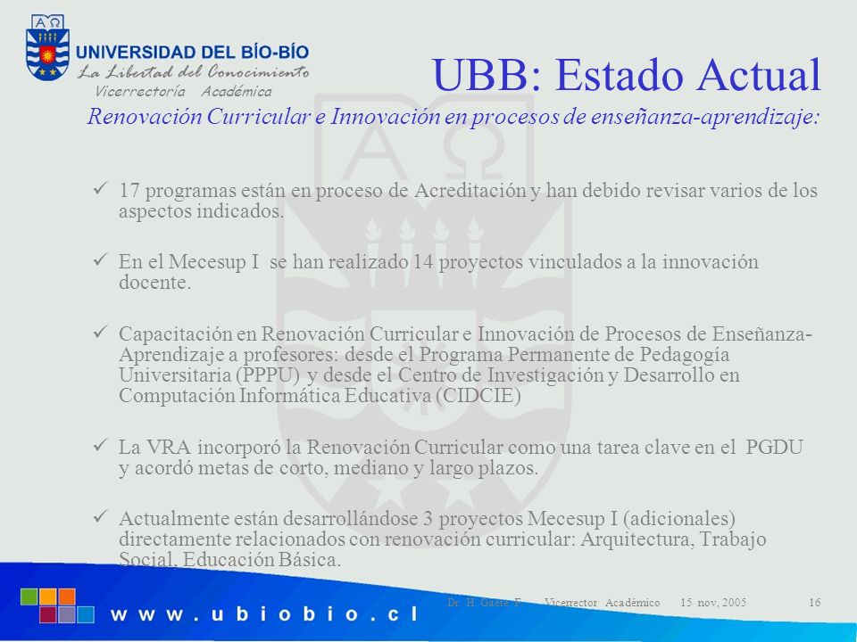 UBB: Estado Actual Renovación Curricular e Innovación en procesos de enseñanza-aprendizaje: