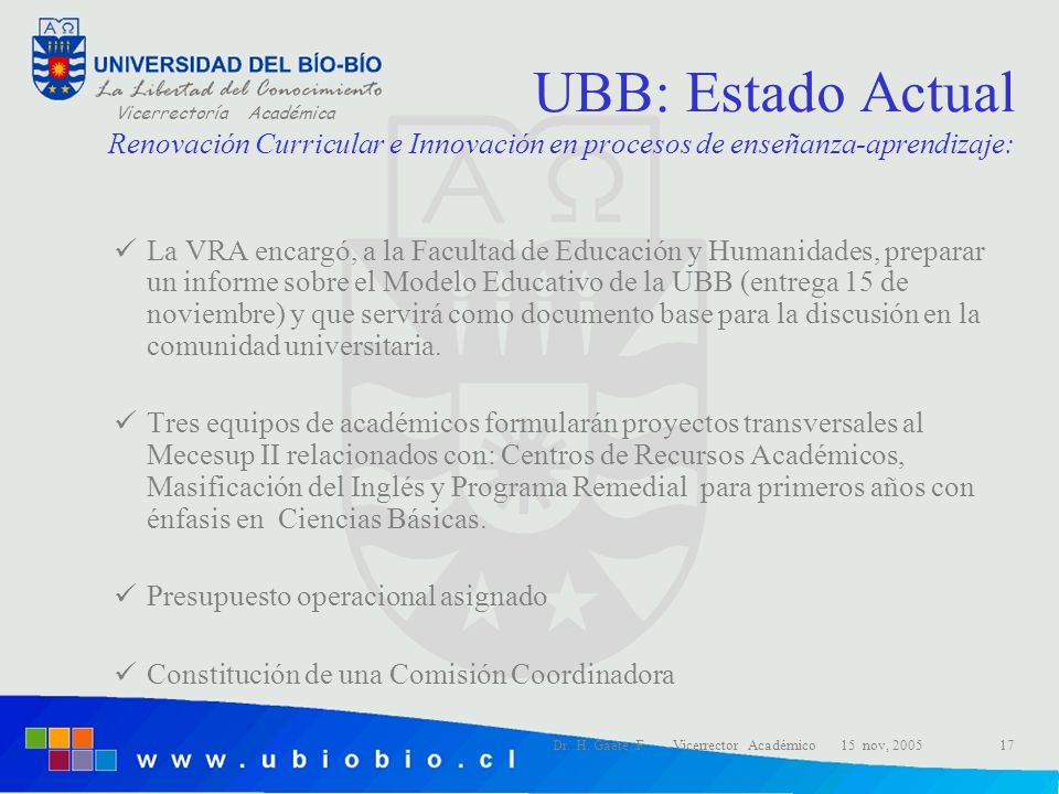 UBB: Estado Actual Renovación Curricular e Innovación en procesos de enseñanza-aprendizaje: