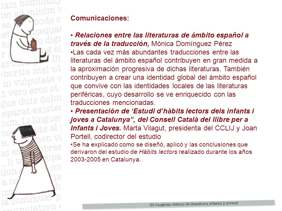 Comunicaciones: Relaciones entre las literaturas de ámbito español a través de la traducción, Mónica Domínguez Pérez.