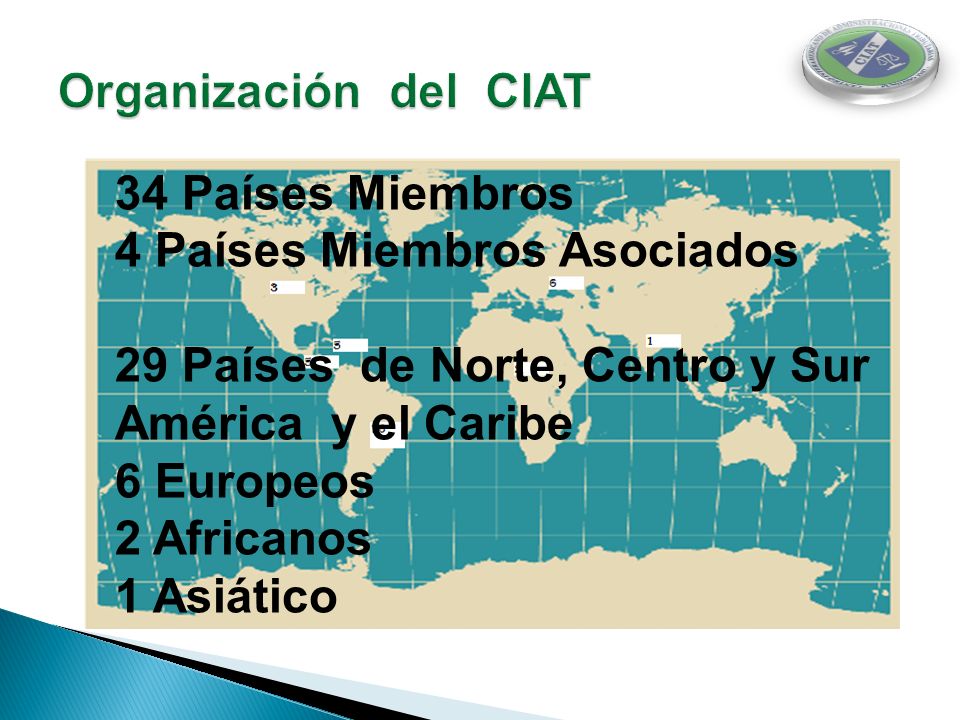 Organización del CIAT 34 Países Miembros. 4 Países Miembros Asociados. 29 Países de Norte, Centro y Sur América y el Caribe.