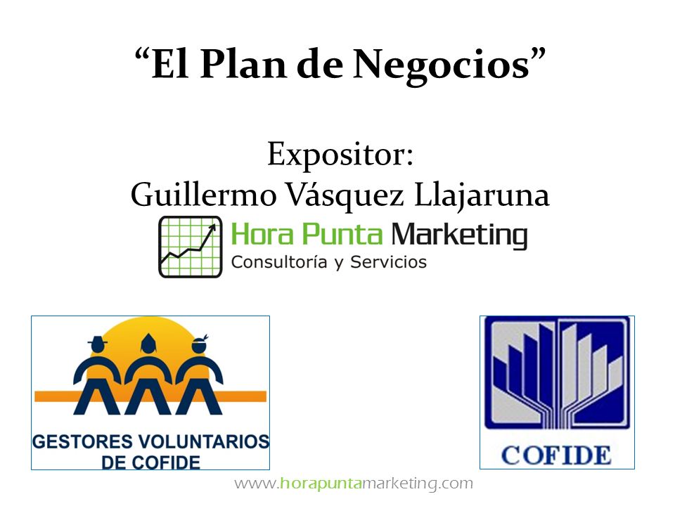 El Plan de Negocios Expositor: Guillermo Vásquez Llajaruna